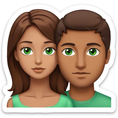 Couple man green eyes, brown hair and woman brown hair and brown eyes  sticker