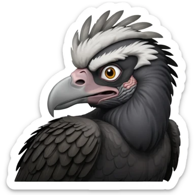   Old black angry  vulture looking ahead sticker