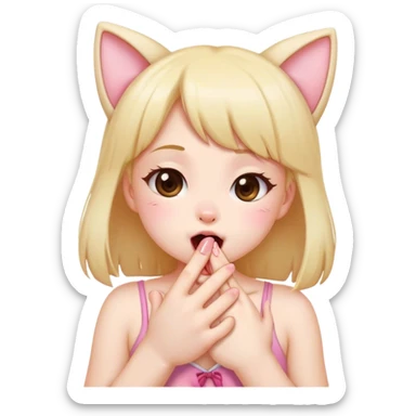 Kawaii girl paw lick sticker