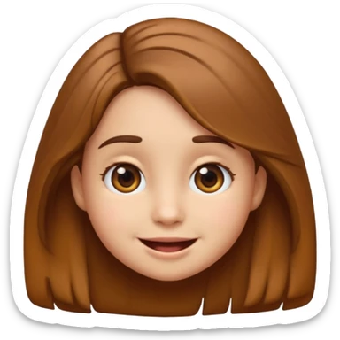 EMOJI IOS SOLO CARA NIÑA 3 AÑOS PELO LARGO, ONFULADO, MARRON, Y OJOS MARRONES. SONRIENDO, SIN CUELLO Y FONDO TRANSPARENTE sticker