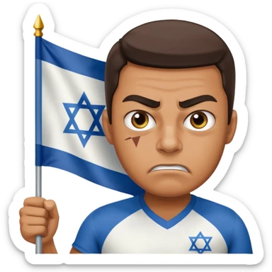 İsrail Bayrak tutan ve çok kızgın bakan adam sevmemiş gibi sticker