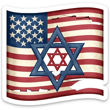 United States flag with a swastika symbol and star of david symbol on the flag sticker
