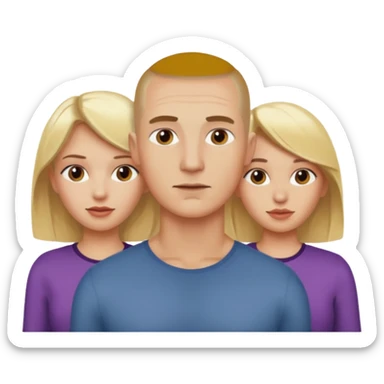 Two blonde women and a man with skin head  sticker