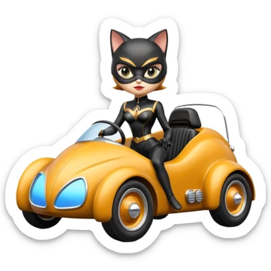 Hot rod Cat Woman’s retro futuristic Catmobile twin seat rc car  sticker