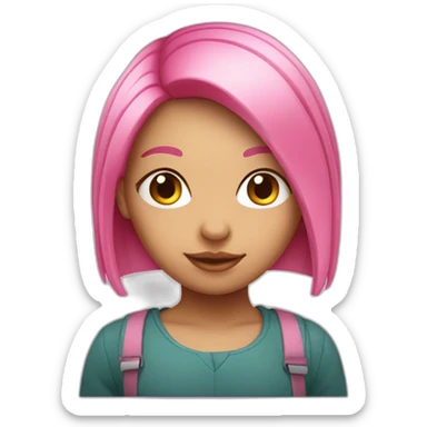 Cute white Brazilian girl with straight pink hair sticker