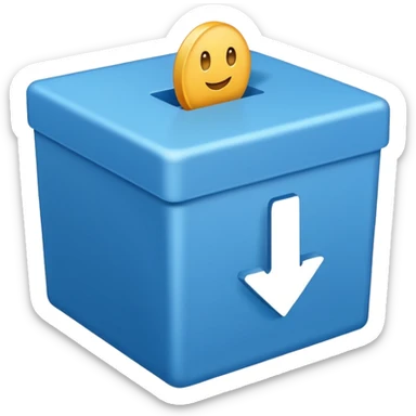 Blue box with a blue check in side sticker