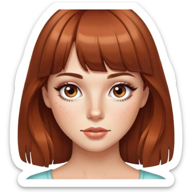 pretty freckled, bangs brown hair baddie with makeup sticker