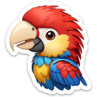 cinematic-cute-macaw-portrait-emoji,-head-tilted-playfully-and-inquisitively,-with-a-dazzling-red-plumage-and-round,-sparkling-eyes-filled-with-charm,-simplified-yet-irresistibly-adorable-features,-highly-detailed sticker