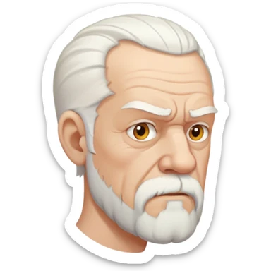 old angry man in profile view with white hair and goatee sticker