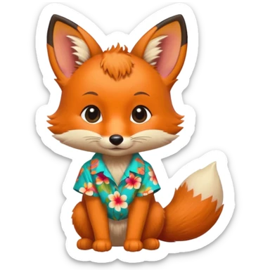 baby fox with aloha shirt sticker