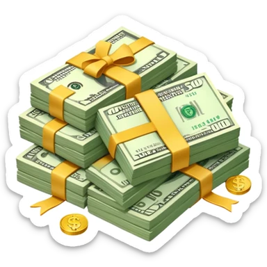 huge pile of money and cash sticker