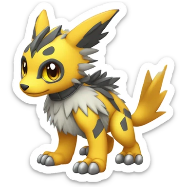cute cool edgy Digimon-Fakemon-animal with colorful markings full body sticker