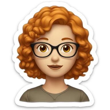 girl with short wavy ginger hair and square glasses sticker