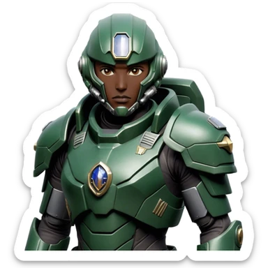 Cinematic Realistic StarCraft Terran Marine Portrait, head tilted epicly and inquisitively, showcasing a commanding presence and battle-hardened spirit. His steely gaze, set against intricately engineered tactical armor in dark green and grey, is rendered with lifelike clarity and dramatic lighting, high shine, epic and awe-inspiring, embodying the futuristic valor of a Terran warrior. sticker