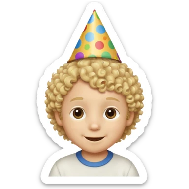a little boy with birthday hat, blond curly hair















 sticker