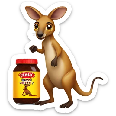 Kangaroo holding Vegemite sticker