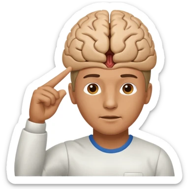 A person pointing is his brain sticker