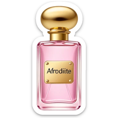 rectangle perfume light pink liquid gold cylinder cap written AFRODITE YASMIN BEAUTY sticker