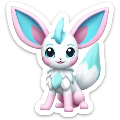 Kawaii Pastel Shiny Sylveon Glaceon Full Body sticker