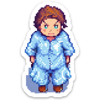 a man becoming frozen, each stage more icy, pixel art style, simple and clear expressions sticker