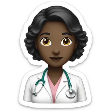 nurse white skin black hair girl single emoji sticker