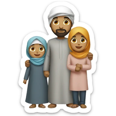 muslim family three kids sticker