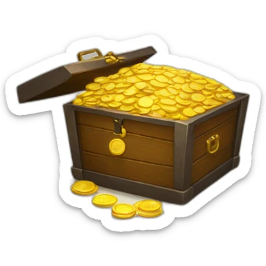 many gold coin in a coffer sticker