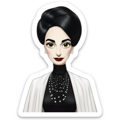 diamanda callas gothique jeune avec une robe rayée noire et blanche sticker