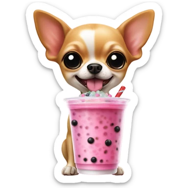 Chiuauaha drinking boba tea sticker