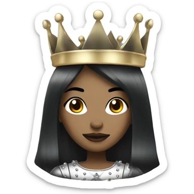 gothic queen with silver crown black hair sticker