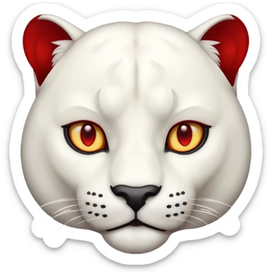 white panther emoji, with deep but bright red eye's. As one would see on discord, that looks like Samuel Ayers from "The Smoke Room". sticker