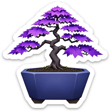  small short black indigo bonsai pot plant purple shingu maple with triangular angular faceted asymmetrical originally shaped body  sticker