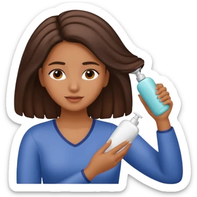 Latina girl applying conditioner to her hair sticker