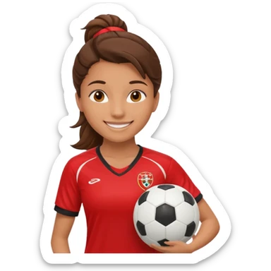 woman soccer player with red jersey sticker