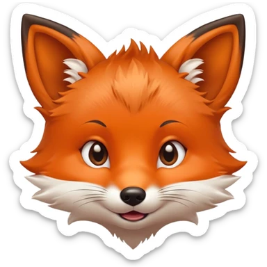 cute baby fox with grimacing face and perked ears sticker