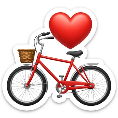 a heart emoji riding a bicycle sticker