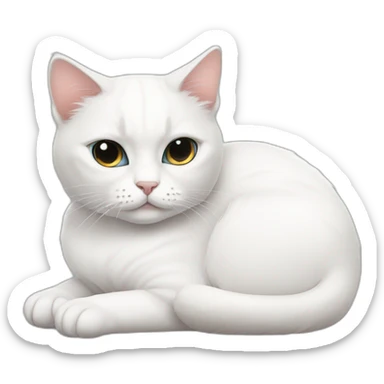 lazy white cat with black around the eyes sticker