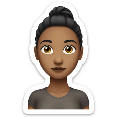 A brown girl with long black hair in a ponytail with dark brown eyes sticker