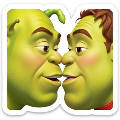 Lightning McQueen kissing Shrek on the lips sticker