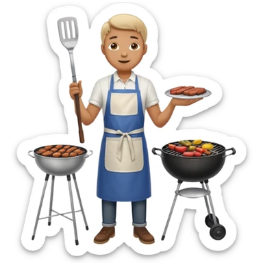 man cooking barbecue full-body sticker