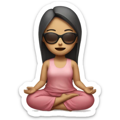 asian girl  meditating with shades sticker