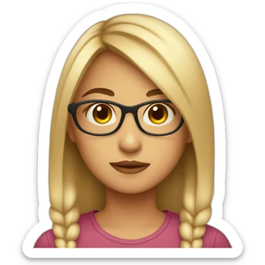 Girl wearing glasses looking innocent  sticker