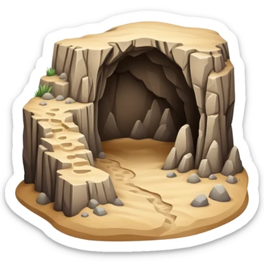 generate realistic detailed cave in 3d style with sand  sticker