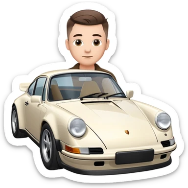 one entrepreneur with a mid fade hair style standing near his Porsche 911  sticker