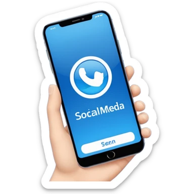 Ad on phone blue colors social media sticker