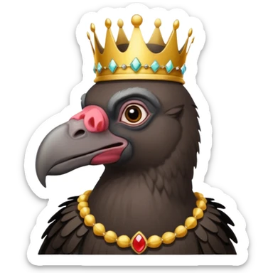 old black vulture wearing crown  sticker