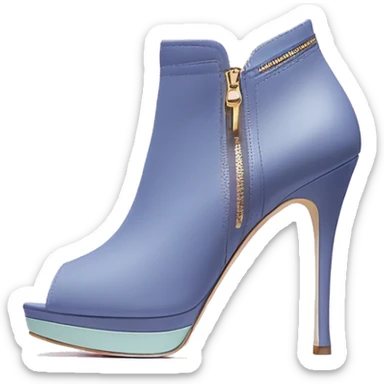 Realistic isolated pair of kate spade pastel blueberry high heel zip up peep toe ankle boots.  sticker