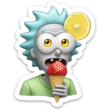 rick et morty eating a strawberry lemon gelato sticker