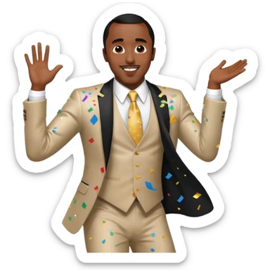 P Diddy dancing at a party with confetti sticker
