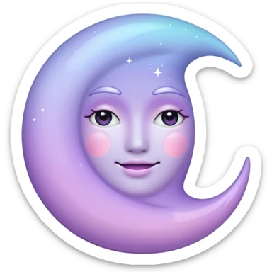 sparkly glossy pastel lilac-gradient crescent moon, no face sticker